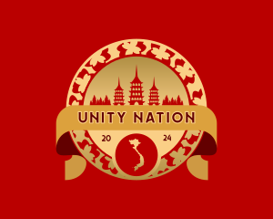 Nation - Vietnam Map Temple logo design