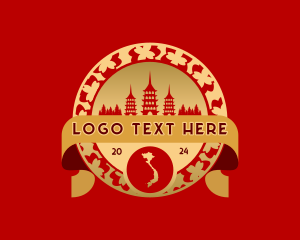 Tourism - Vietnam Map Temple logo design