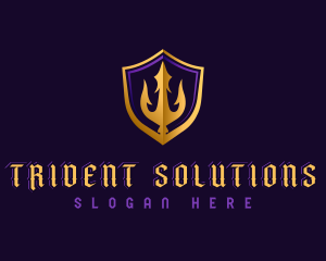 Trident - Shield Trident Weapon logo design