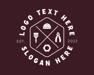 Serviceman - Hipster Hexagon Handyman Tools logo design