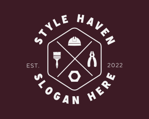 Hipster Hexagon Handyman Tools Logo