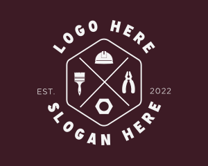 Repair - Hipster Hexagon Handyman Tools logo design