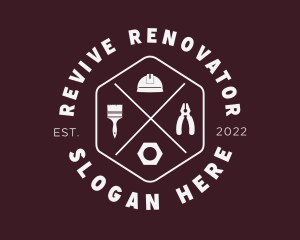 Renovator - Hipster Hexagon Handyman Tools logo design