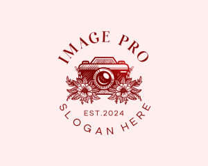 Floral Camera Photography logo design