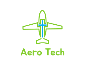 Cross Airplane Outline logo design