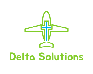 Delta - Cross Airplane Outline logo design