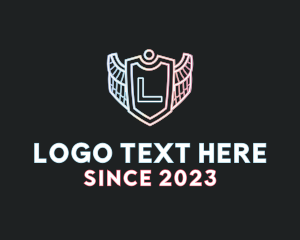 Lodging - Neon Wings Shield logo design