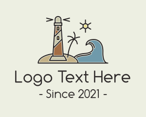 Pier - Coastal Wave Lighthosue logo design