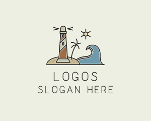 Island - Coastal Wave Lighthosue logo design