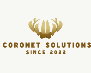 Coronet - Golden Antler Crown logo design