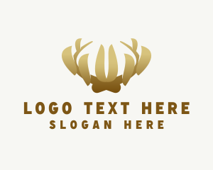 Luxury - Golden Antler Crown logo design