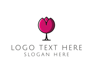 Lotus - Tulip Wine Glass logo design