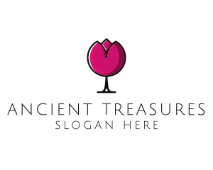 Tulip Wine Glass logo design