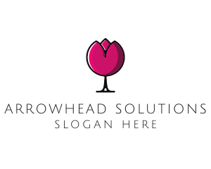 Tulip Wine Glass logo design