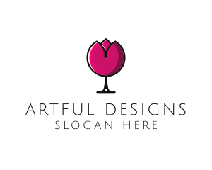 Tulip Wine Glass logo design