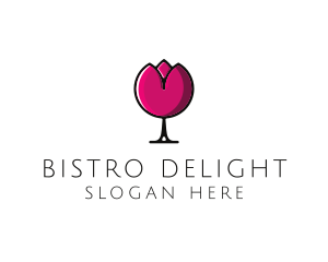 Tulip Wine Glass logo design