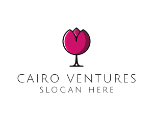 Tulip Wine Glass logo design