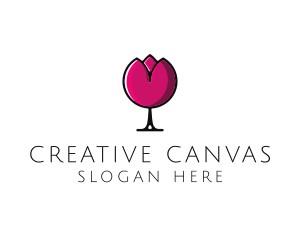 Illustration - Tulip Wine Glass logo design