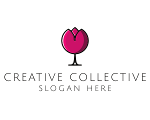 Tulip Wine Glass logo design