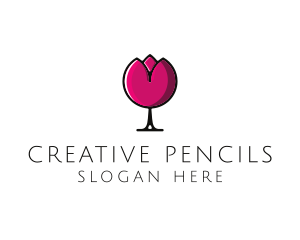 Tulip Wine Glass logo design