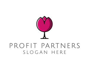 Tulip Wine Glass logo design