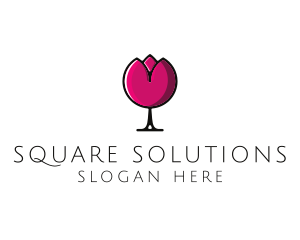 Tulip Wine Glass logo design