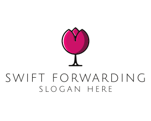 Tulip Wine Glass logo design