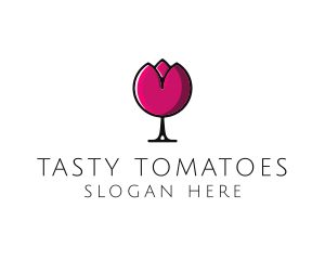 Tulip Wine Glass logo design