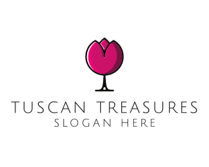 Tulip Wine Glass logo design