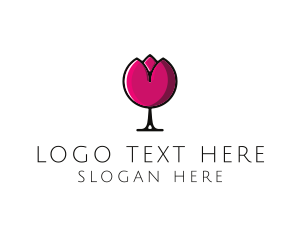 Lotus Flower - Tulip Wine Glass logo design