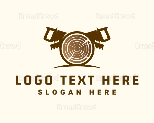 Woodcutting Log Saw Logo