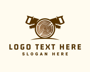 Woodsman - Woodcutting Log Saw logo design