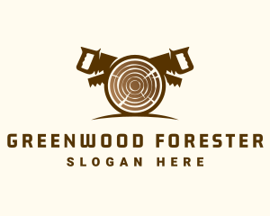 Forester - Woodcutting Log Saw logo design