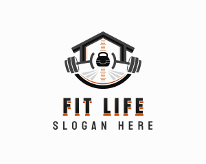 Fitness Barbell Kettlebell  logo design