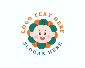 Children - Cute Baby Flower logo design