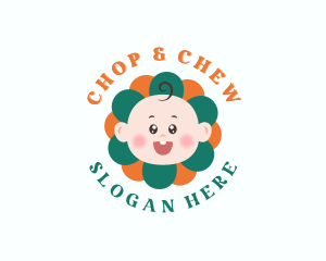 Childcare - Cute Baby Flower logo design