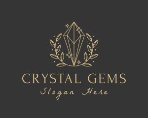 Crystal Leaves Wreath logo design