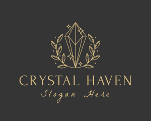 Crystal Leaves Wreath logo design