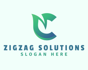 Zigzag - Natural Leaf Letter C Company logo design