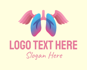 Inhale - Pink Lung Wings logo design