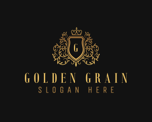 Golden Vine Royalty Shield  logo design