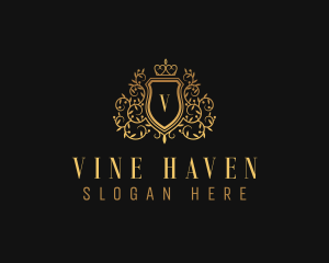 Golden Vine Royalty Shield  logo design