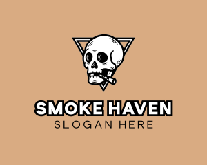 Tobacco - Hipster Skull Cigarette logo design