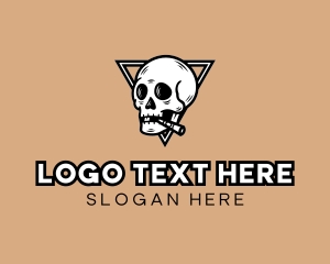 Tobacco - Hipster Skull Cigarette logo design