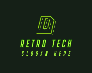 Neon Retro Gaming Number 0 logo design