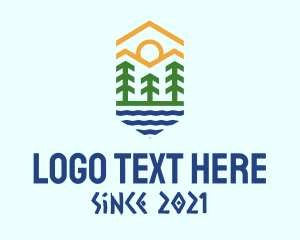 Sun - Mountain Forest River logo design