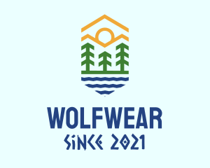 Sunrise - Mountain Forest River logo design