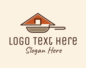 Home Cooking - House Roof Frying Pan logo design
