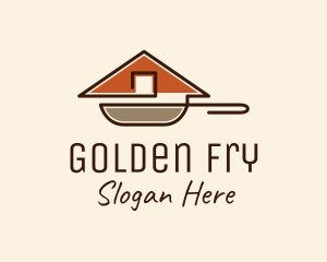 Frying - House Roof Frying Pan logo design