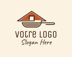 Frying - House Roof Frying Pan logo design